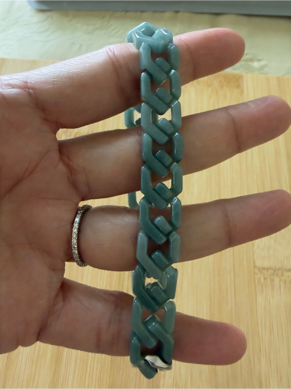 Blue Water Jade Link Bracelet 20 cm ( 9 inches ) with Stainless Steel Clasp